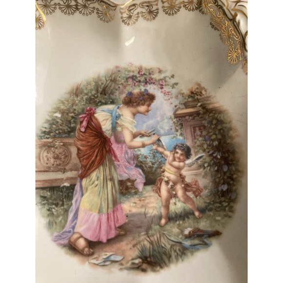 Continental European Parcel White Porcelain Cabinet Bowl Gilt Decoration Gold - Picture 3 of 7